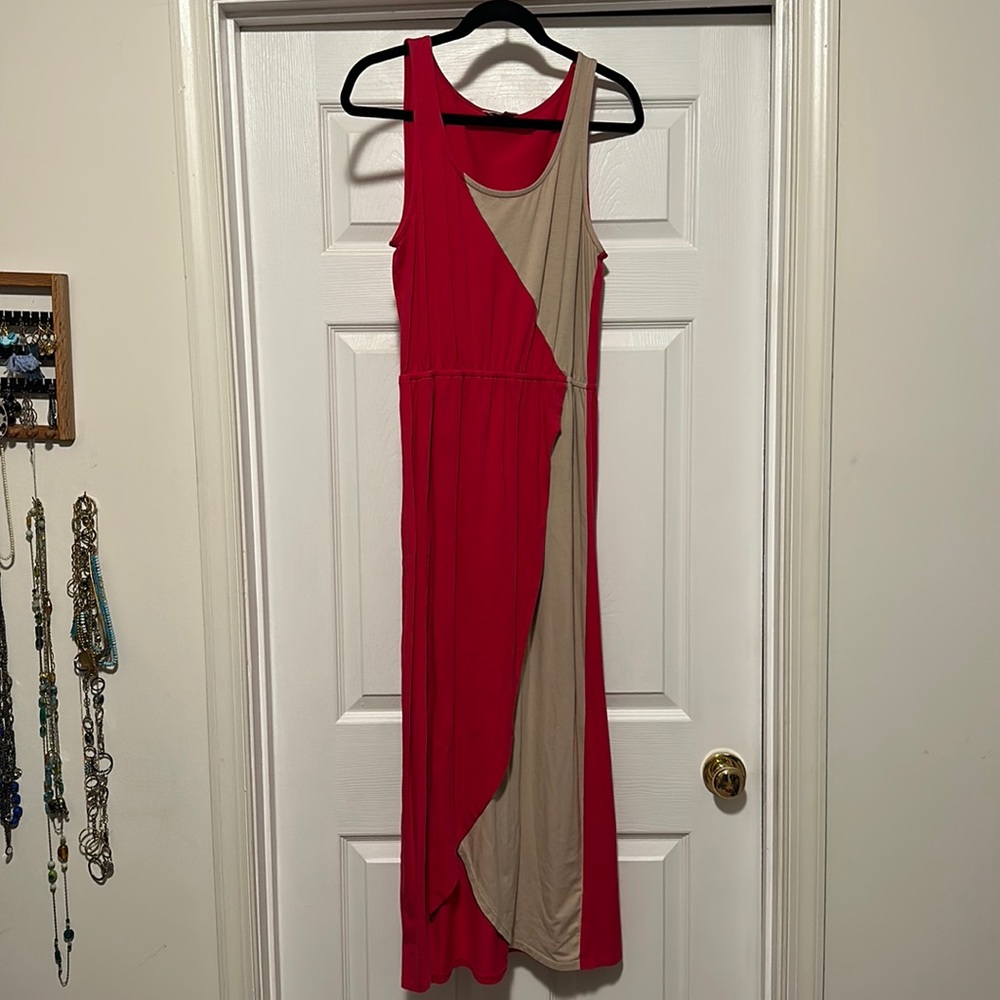 Loft pink and tan dress
